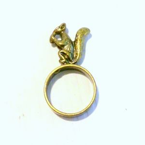 Vintage Brass Squirrel Fashion Statement Ring